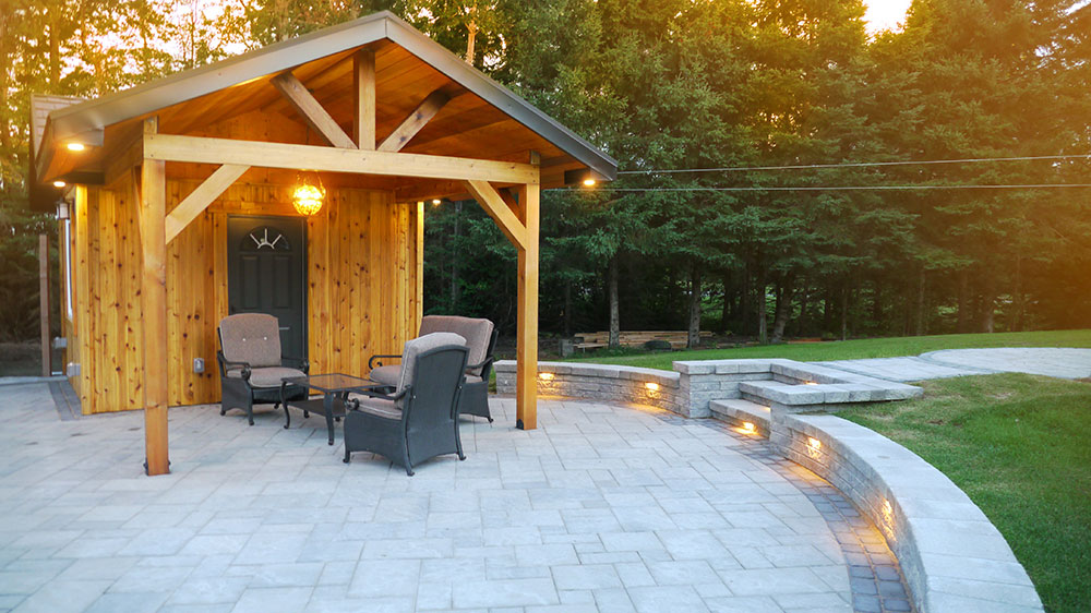 Landscape lighting for luxury shed and patio in Ottawa